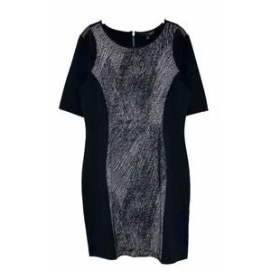 Elie Tahari for Design Nation Printed Mesh Bodycon Short Sleeve Zip Dress Sz 12